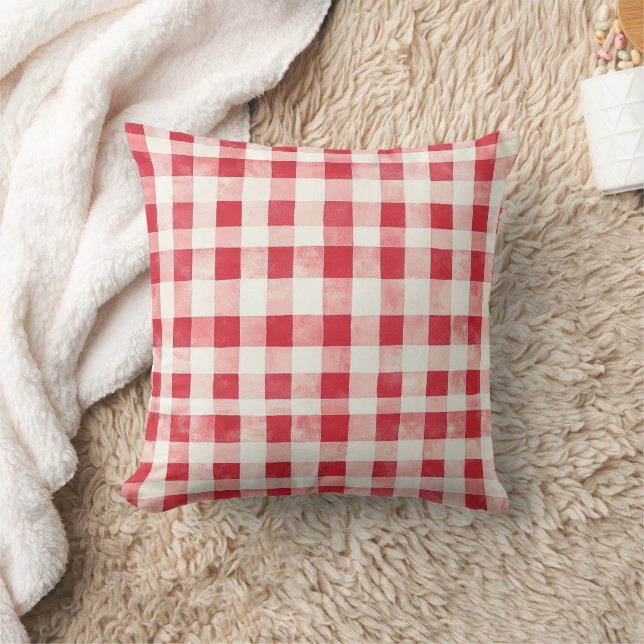 Red Cream Plaid Stripes Birthday Kussen (Deken)