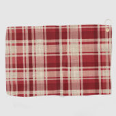 Red Cream Plaid Stripes Golfhanddoek (Horizontaal)