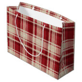 Red Cream Plaid Stripes Groot Cadeauzakje (Achterkant Gekanteld)