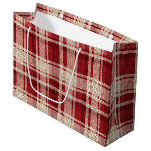 Red Cream Plaid Stripes Groot Cadeauzakje