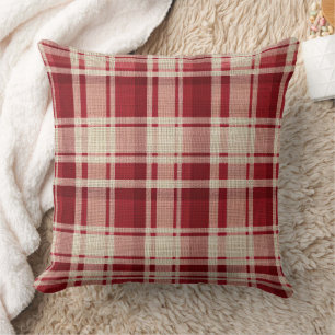 Red Cream Plaid Stripes Kussen