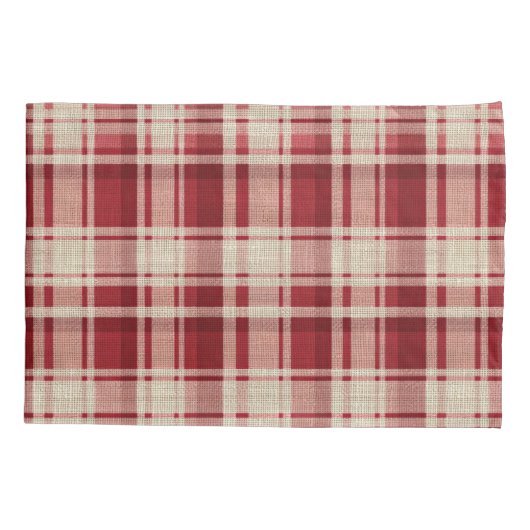 Red Cream Plaid Stripes Kussensloop (Achterkant-Links)