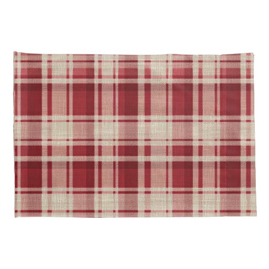 Red Cream Plaid Stripes Kussensloop (Achterkant-Rechts)