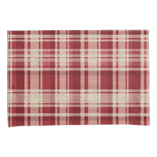 Red Cream Plaid Stripes Kussensloop (Voorkant-Rechts)
