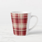 Red Cream Plaid Stripes Latte Mok (Rechts)