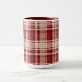 Red Cream Plaid Stripes Mok (Midden)