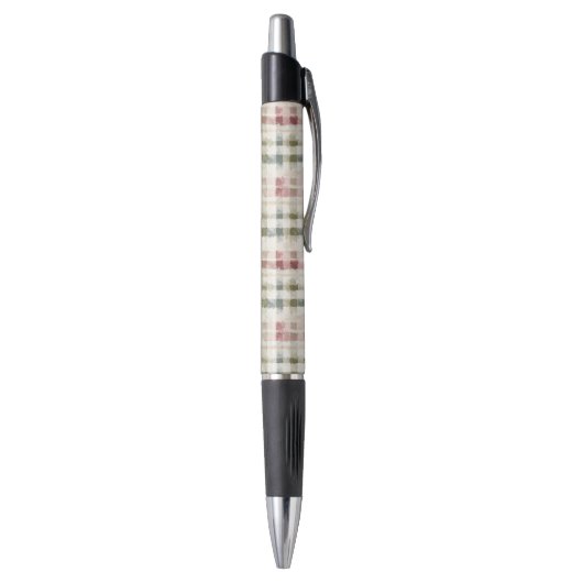 Red Cream Plaid Stripes  Pen (Achterkant (Verticaal))