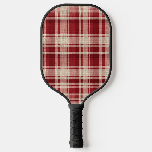 Red Cream Plaid Stripes Pickleball Paddle (Voorkant)