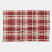 Red Cream Plaid Stripes Theedoek (Horizontaal)