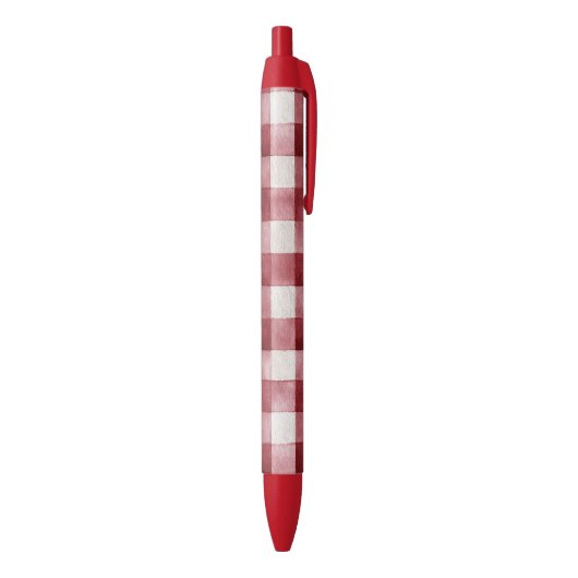 Red Cream Plaid Stripes Zwarte Inkt Pen (Achterkant (Verticaal))