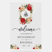 Red Cream Roses Muslim Wedding Welcome (Recto)