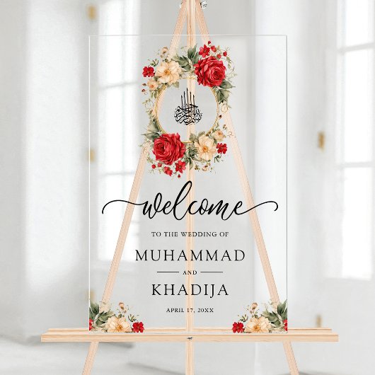 Red Cream Roses Muslim Wedding Welcome