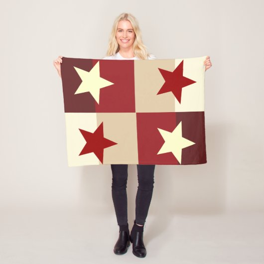 Red & Cream Star Quilted Fleece Deken (In situ)