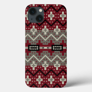 Red Cream Tribal Pattern Abstract iPhone 13 Hoesje