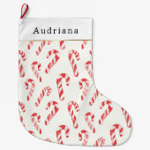 Red Cream White Candy Canes Christmas Grote Kerstsok (Voorkant)