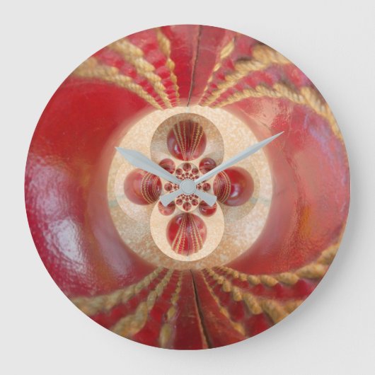 Red Cricket Balls Abstracte kunst Print Design Grote Klok (Voorkant)