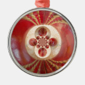 Red Cricket Balls Abstracte kunst Print Design Metalen Ornament (Voorkant)