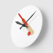 Red Cricket Bat and Ball Wall Clock Ronde Klok (Hoek)