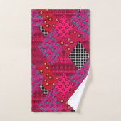 Red Crimson Colorful Patchwork Bad Handdoek (Handdoek)