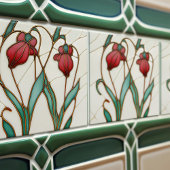 Red Crocus Wall Decor Art Nouveau Art Deco Tegeltje