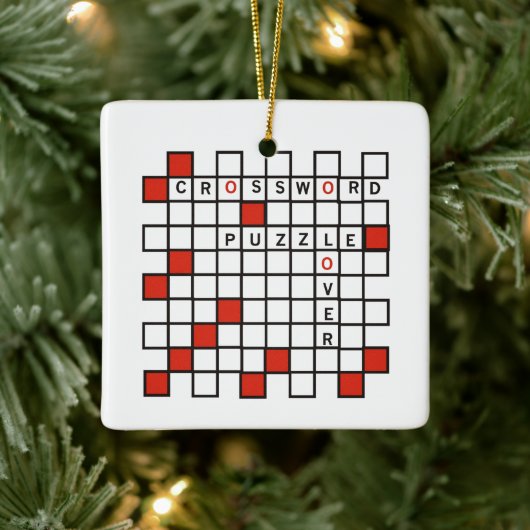 Red Crossword Puzzle Lover Keramisch Ornament (Boom)