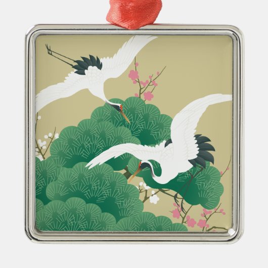 red-crowned crane metalen ornament (Voorkant)