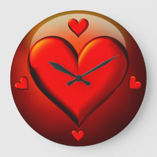 Red Crystal Hearts Grote Klok