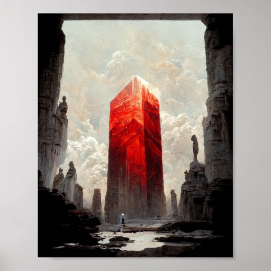 Red Crystal Imaginaire Science Fiction Art Poster (Devant)