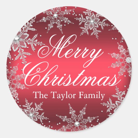 Red Crystal Sneeuwvlok Kerst sticker (Voorkant)