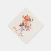 Red Cubes&Flowers: Personalized Wedding Napkins Servet (Hoek)