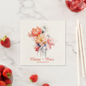 Red Cubes&Flowers: Personalized Wedding Napkins Servet (Insitu)