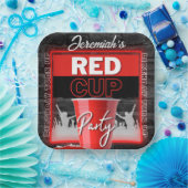 Red Cup Club | Flyer Style Grunge Birthday Papieren Bordje (Feest)