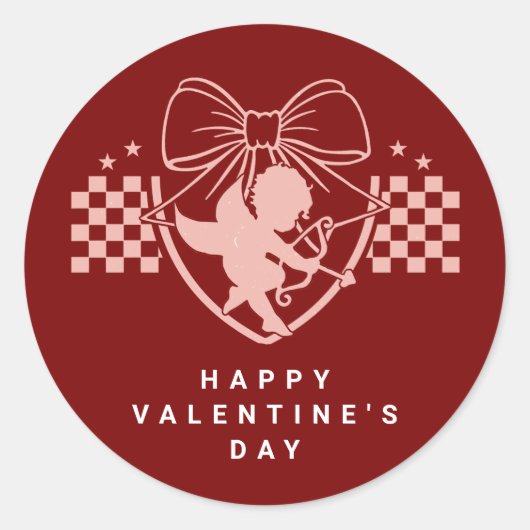 Red Cupid Singles Valentijnsdagfeest Ronde Sticker (Voorkant)