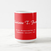 Red Curve Brush Script Elegant Minimalistisch Mode Koffiemok (Center)
