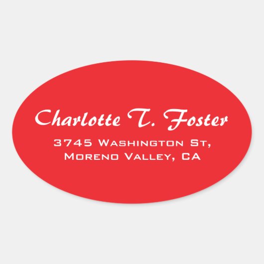 Red Curve Brush Script Elegant Minimalistisch Mode Ovale Sticker (Voorkant)