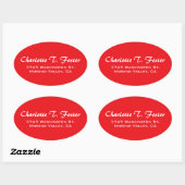 Red Curve Brush Script Elegant Minimalistisch Mode Ovale Sticker (Vel)