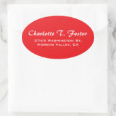 Red Curve Brush Script Elegant Minimalistisch Mode Ovale Sticker (Tas)