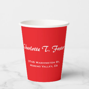 Red Curve Brush Script Elegant Minimalistisch Mode Papieren Bekers