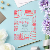 Red Curve Wavy Squiggle Abstract Birthday Party Acryl Uitnodigingen (Insitu (Huwelijk))