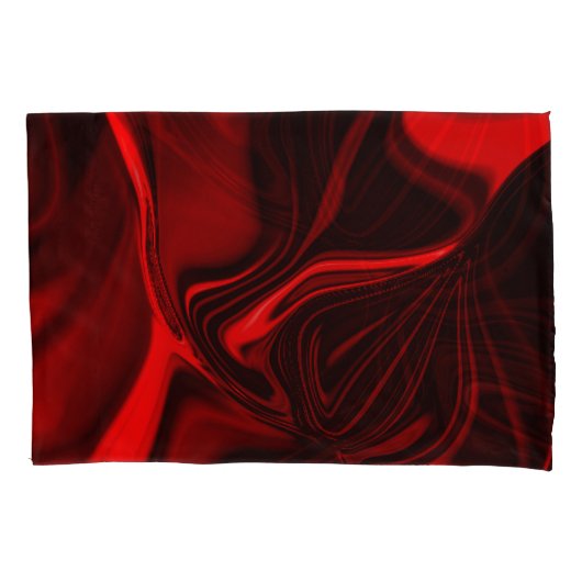 Red curves and undulations on dark background kussensloop (Voorkant)