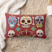 Red Cushion - Gothic - skull and bones Kussen (Deken)