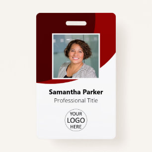 Red Custom Employee - Foto, Logo, streepjescode, n Badge