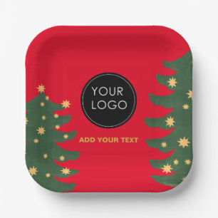 Red Custom Logo Company Business Christmas Tree Papieren Bordje