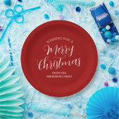 Red Custom Merry kerst Papieren Bordje (Feest)