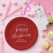 Red Custom Merry kerst Papieren Bordje (Feest)