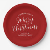 Red Custom Merry kerst Papieren Bordje (Voorkant)