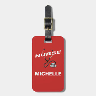 RED Custom Nurse Name Bagagelabel