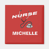 RED Custom Nurse Name Magneet (Voorkant)