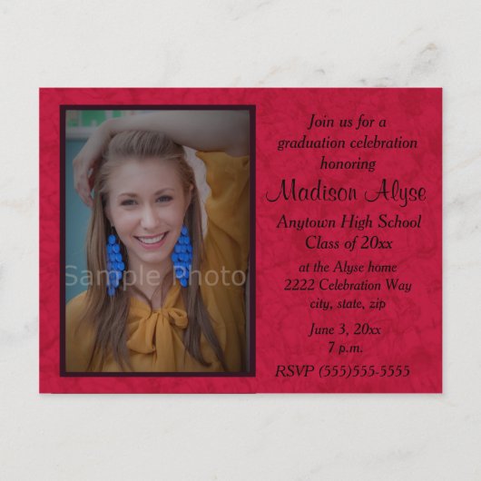 Red Custom Photo Graduation Celebration Invitation (Devant)