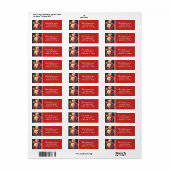 Red Custom Photo Holiday Return-adres Etiket (Full Sheet)